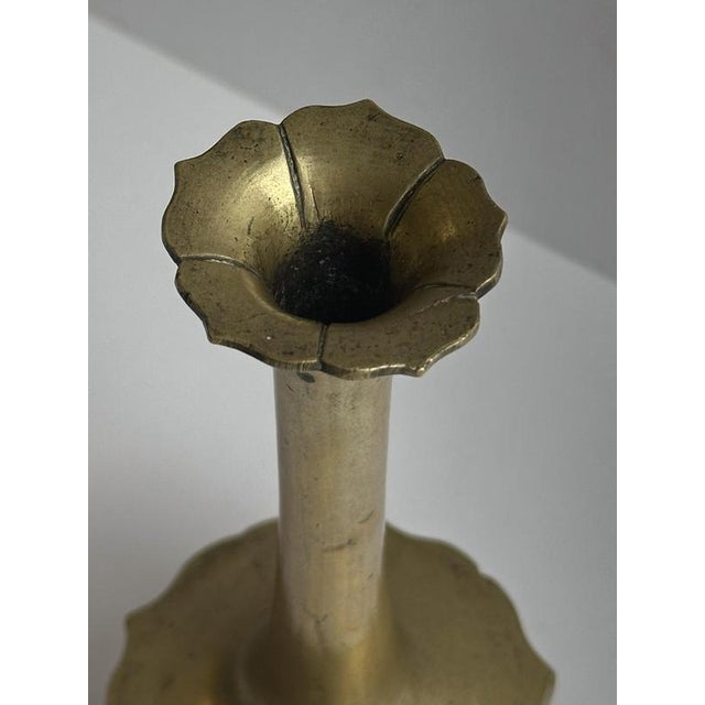 Art Nouveau Brass Solifleur Lotus Bud Vase, Central Europe, 1910s For Sale - Image 4 of 10