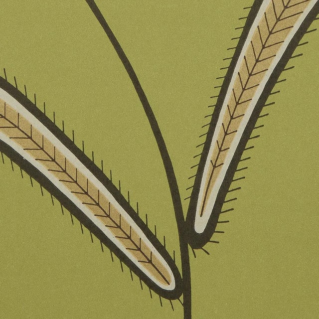 Abstract Sample - Schumacher x Neisha Crosland Caterpillar Leaf Wallpaper in Meadow Green For Sale - Image 3 of 5