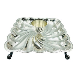 Vintage F. B. Rogers Silverplate Square Claw Foot Shrimp Server For Sale