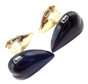 Late 20th Century Tiffany & Co. Peretti Yellow Gold Black Onyx Teardrop Cufflinks, A Pair