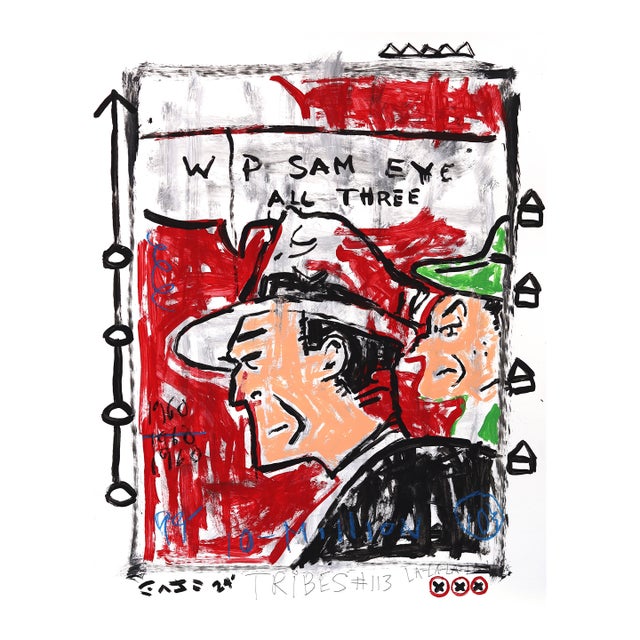 Mob Talk - Original Figurative Pop Street Art Acrylic Painting on Thick Poster Board by Gary John For Sale