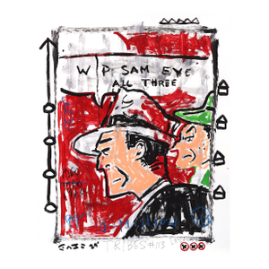 Mob Talk - Original Figurative Pop Street Art Acrylic Painting on Thick Poster Board by Gary John