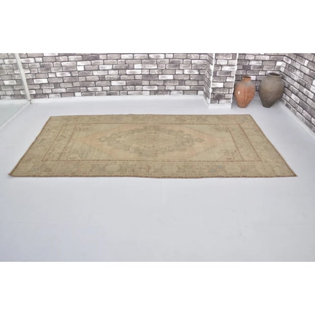 Handmade wool carpet in Turkish Anatolia , Vintage Oushak Rug,Turkish Vintage Anatolian Rug, Handmade wool Rug . One Of...