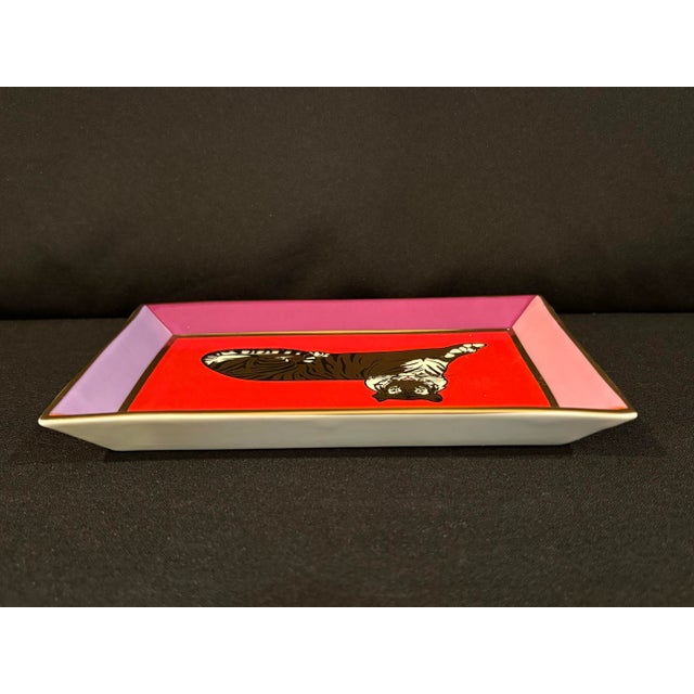 2020s Safari Rectangular Trinket Tray Featuring Golden Tiger From Jonathan Adler For Sale - Image 5 of 11