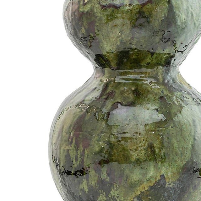 2020s Tamegroute Green Glazed Triple-Gourd Vase | Handmade | One of a Kind For Sale - Image 5 of 7
