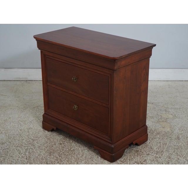 Traditional Pair Stickley Cherry 3 Drawer Marseilles Nightstands For Sale - Image 3 of 18