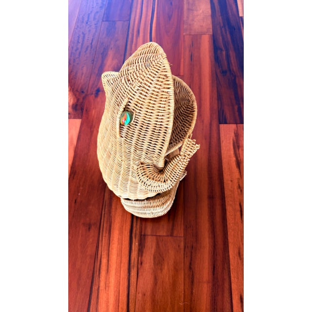 1960s Rare Vintage Frog Shaped Wicker Basket 1960’s-1970’s Oliver Cajen Glass Marble Eyes For Sale - Image 5 of 11