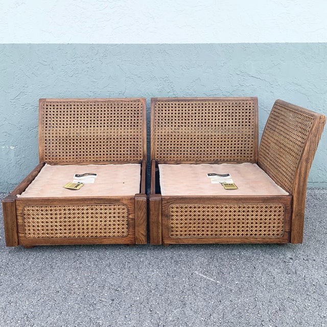 Wood Vintage Boho Chic Cane and Oak Modular Sofa by Desoto - 6 Pieces For Sale - Image 7 of 12