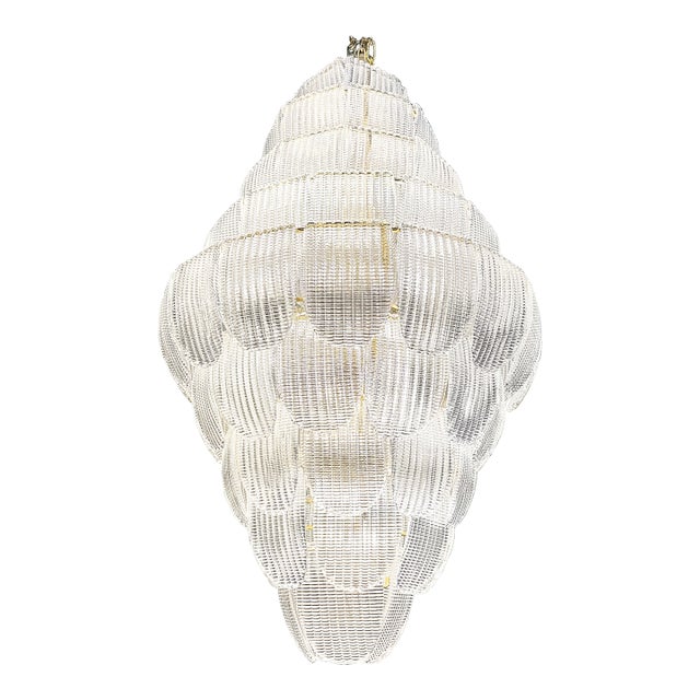 Contemporary Imperial Diamanted Trasparent “Petals” Murano Glass Chandelier by Simoeng For Sale