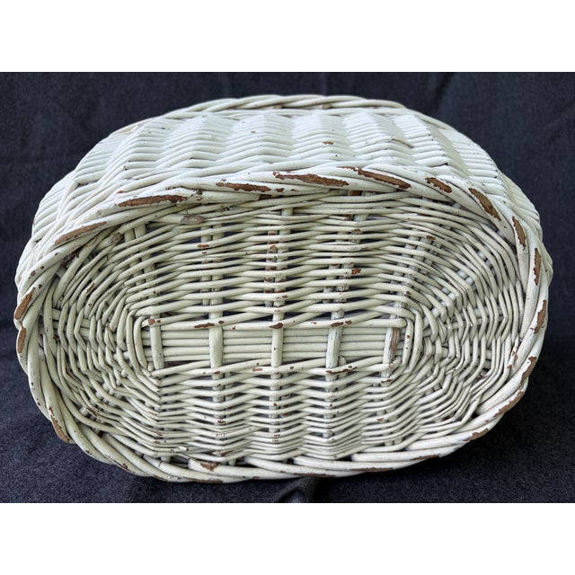 Antique Painted Gathering Willow Basket With Top Handle For Sale - Image 15 of 18
