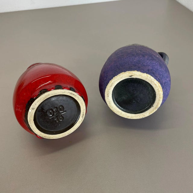 Pottery Fat Lava Vases in Purple-Red from Jopeko, Germany, 1970s, Set of 2 For Sale - Image 18 of 18