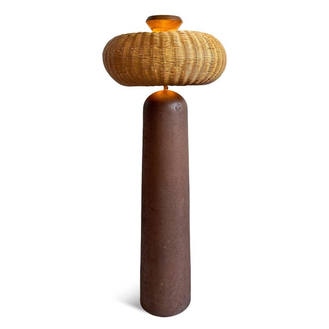 Contemporary Terra Halo Rattan Floor Lamp For Sale - Image 3 of 12