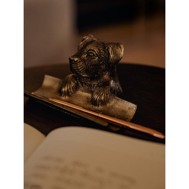 Brass Vintage French Brass Animal Pen and/or Card Holder For Sale - Image 8 of 9