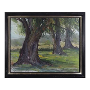 Unsigned Treeline in the Meadow Oil Painting