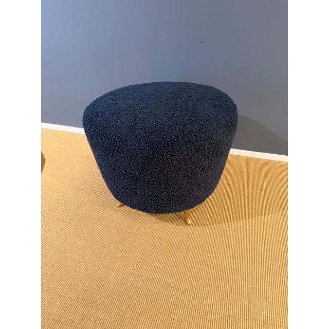 Pair of French Wool Boucle Pouf Dining Stools For Sale - Image 4 of 18