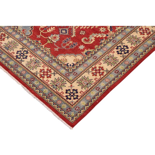 Rustic Kazak Red/Beige Wool Rug - 8'11''x11'9'' For Sale - Image 4 of 10