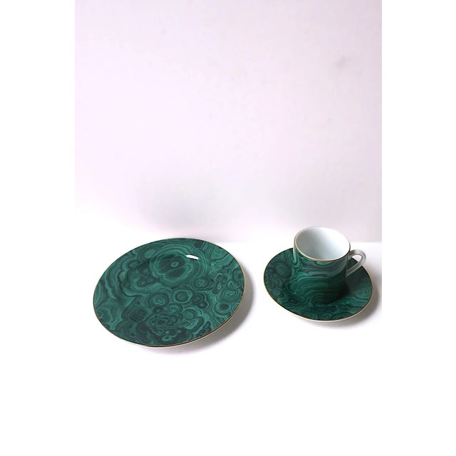 Green Malachite Porcelain Espresso Coffee Cup and Saucer, 2 Avail. For Sale - Image 8 of 12