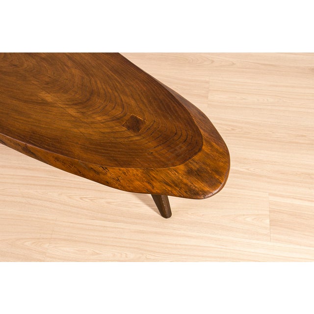 Brutalist Oak Slab Coffee Table, Central Europe, 1960s For Sale - Image 4 of 9