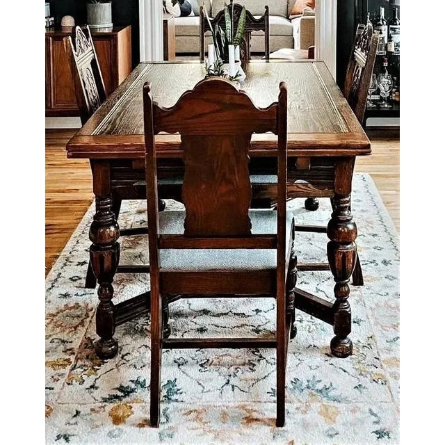 Wood Antique 96" Solid Oak Spanish Revival Refectory Table - Circa 1915 For Sale - Image 7 of 7