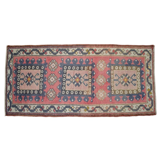 1970s Hand Knotted Door Mat, Entryway Rug, Bath Mat, Kitchen Decor, Small Rug, Turkish Rug - 1′10″ × 3′10″ For Sale - Image 6 of 13