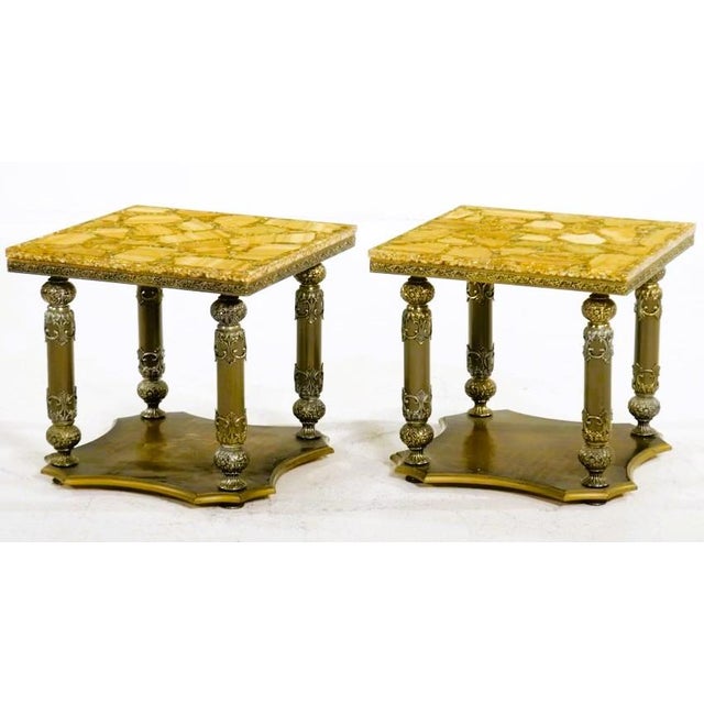 Arturo Pani Mid 20th C. Hollywood Regency Resin Embedded Stone, Abalone Table Set For Sale In Columbus - Image 6 of 9