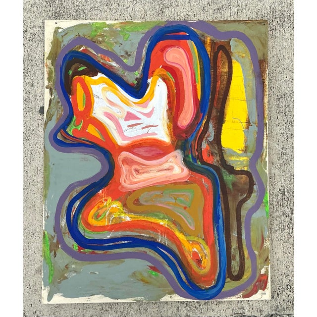 Vintage Abstract Original Oil Painting on Canvas For Sale - Image 10 of 12