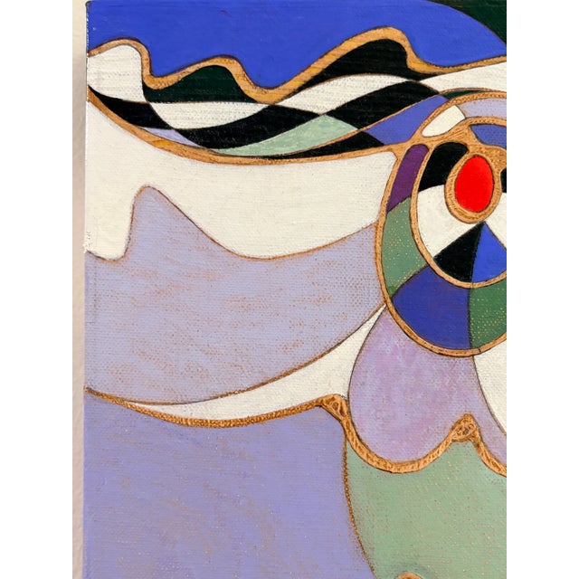 Vintage Arlene Voelker Signed Geometric Abstract Painting For Sale - Image 10 of 10