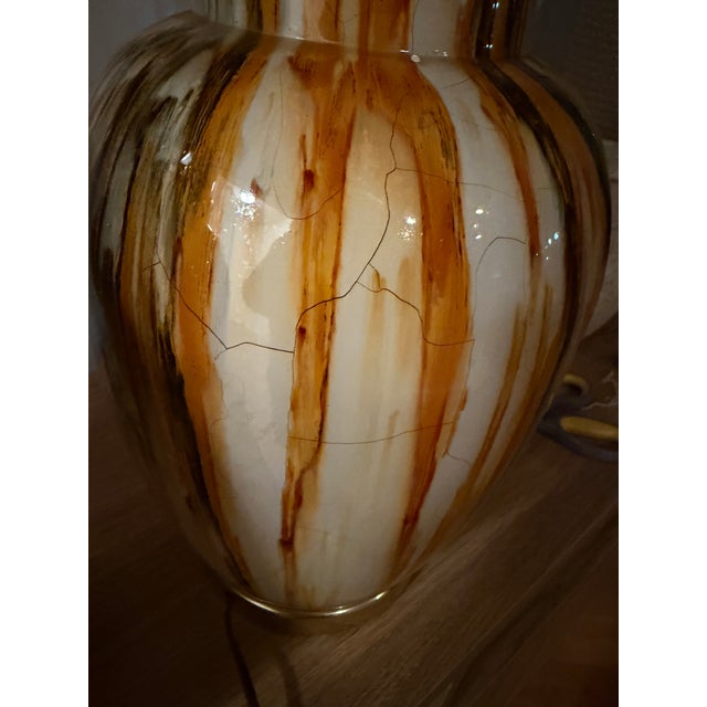 1960s 1960s Mid Century Large Drip Glaze Ginger Jar Lamps - a Pair For Sale - Image 5 of 11