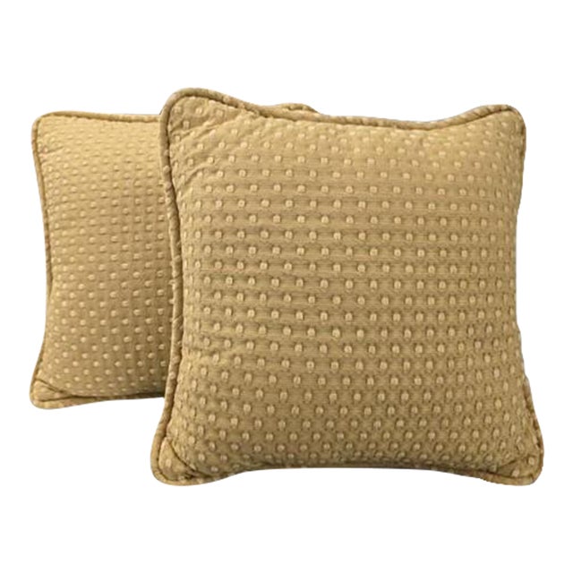 F. Schumacher Pair of Chenille Gold Pillows With Inserts For Sale