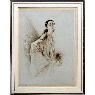 Edgar Chahine, Woman with Shawl, 1900, Etching For Sale