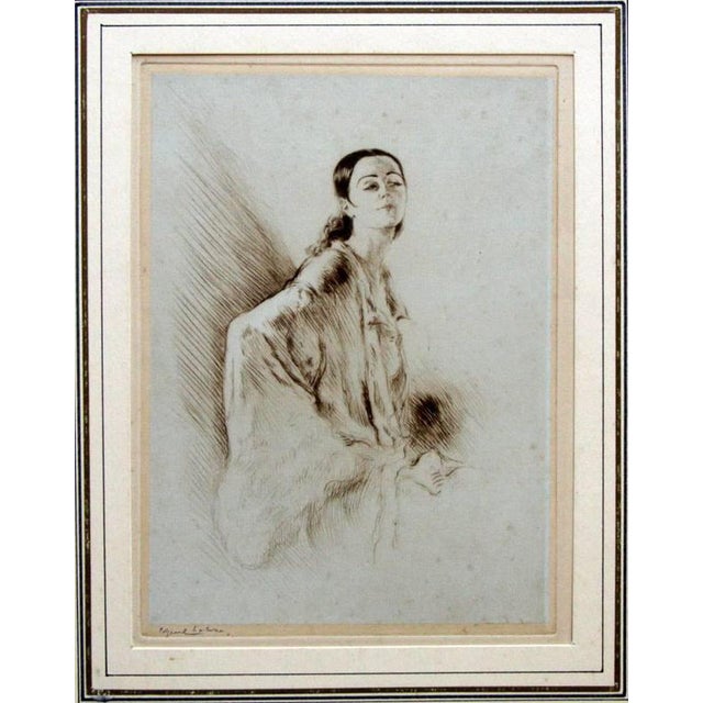 Edgar Chahine, Woman with Shawl, 1900, Etching For Sale