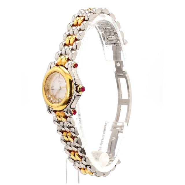 1990s Chopard Happy Sport 8246 Two-Tone Floating Diamond and Ruby 1990 Vintage Watch For Sale - Image 5 of 11