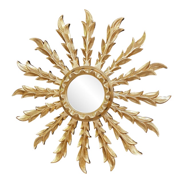 20th Century Sunburst Golden Mirror For Sale