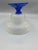 Vintage Frosted Glass Pedestal Bowl With Cobalt Blue Base For Sale - Image 4 of 6