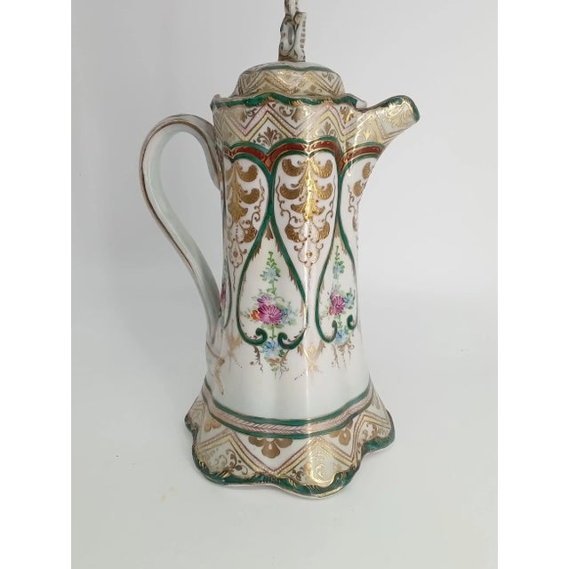 Antique Japanese Tea/Chocolate Pot,hand Painted, Roses and gold trim