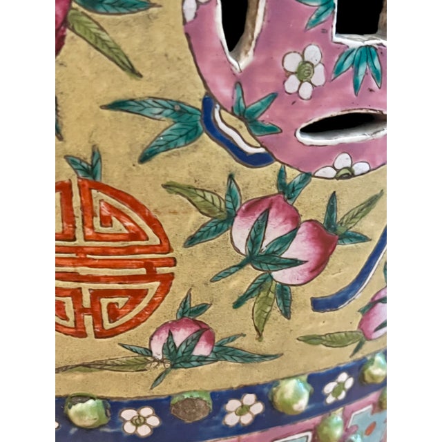 Vintage Chinese Famille Rose Chinoiserie Ceramic Garden Stool For Sale - Image 10 of 11