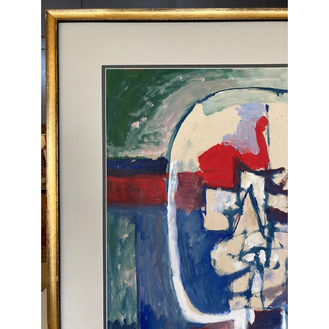1957 Modernist Abstract Bust Painting on Paper, Jack Hammack, Framed For Sale - Image 4 of 13