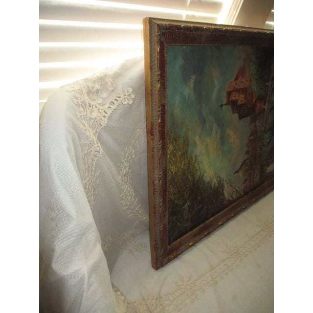 Wood Vintage Painting on Canvas of St. Peter's Basilica in Gold & Red Frame For Sale - Image 7 of 18