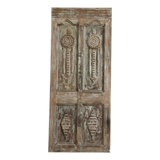 Antique Carved Door Single Hinged or Sliding Farmhouse Barn Door 80x33 For Sale