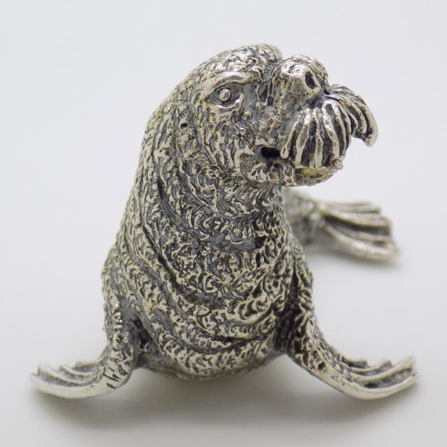 Silver Large Vintage Italian Genuine Silver Walrus Figurine by Cerreti, 1960s For Sale - Image 8 of 15