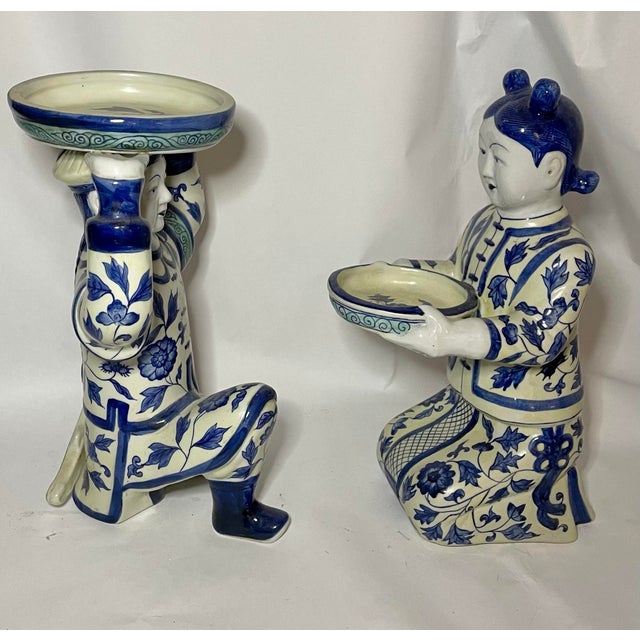 Mid-20th Century Chinese Hand-Painted Porcelain Court Figures – Pair For Sale In New York - Image 6 of 12