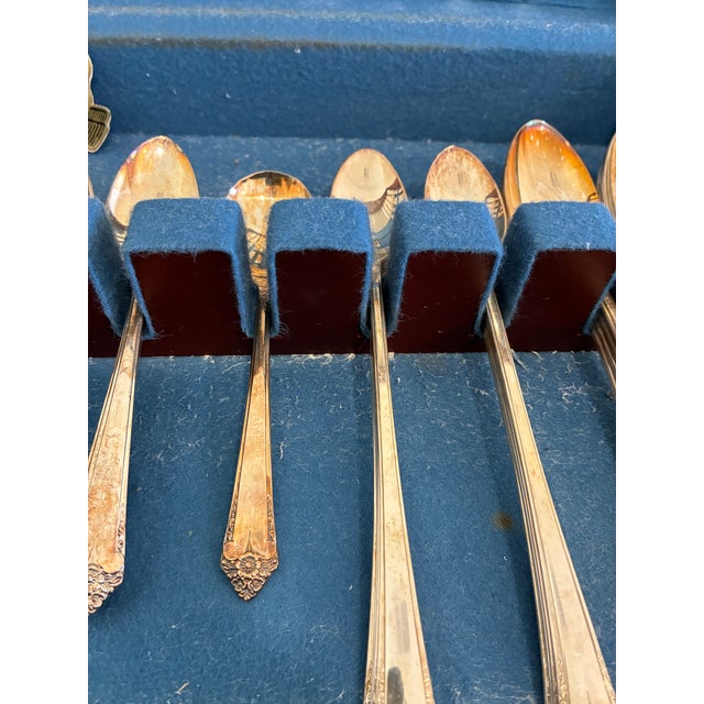 Vintage Rogers & Bro Silverplate Flatware Set, 41 Pieces With Wood Chest For Sale - Image 9 of 14