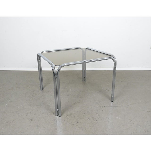 Square Tubular Steel Side Table with Smoked Glass Top, Germany, 1970s For Sale - Image 10 of 15
