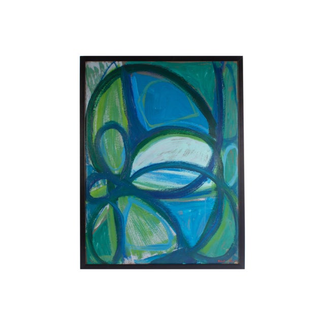 1957 Acrylic on Board Abstract Painting Signed by Robert Ray Chairish