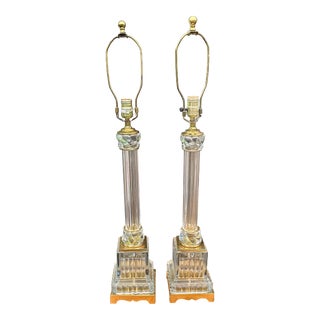 Pair of Hollywood Regency Paul Hanson Column Lamps For Sale