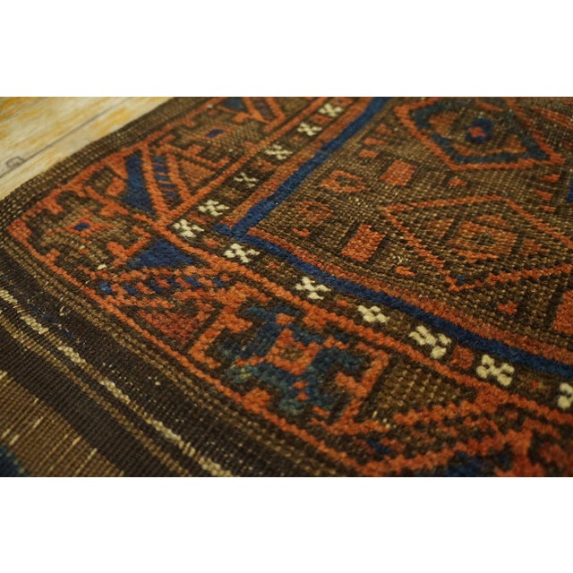 Contemporary 1875s Blue Navy Geometric Tribal Afghan Baluch Main Rug 5' X 7' Handknotted Wool Carpet For Sale - Image 3 of 6