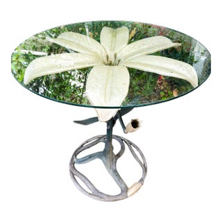 1960’s Arthur Court Lily Oval Glass Table. For Sale