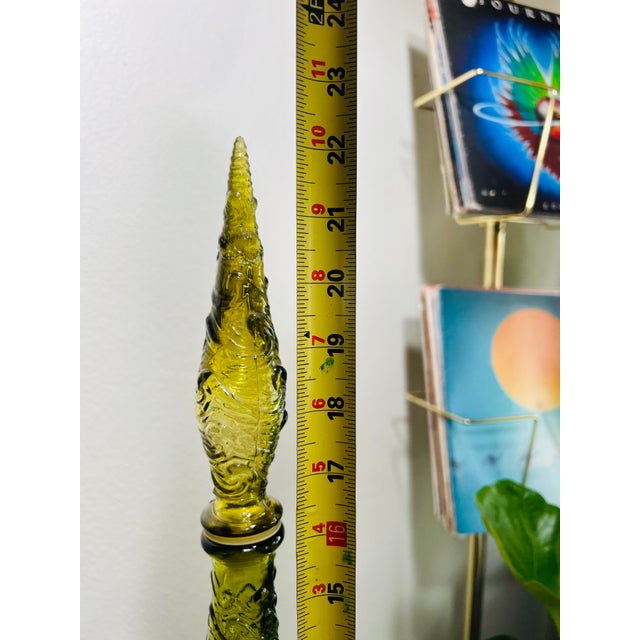 1960s Vintage 1960s Wave Empoli Italy Decanter in Olive Green For Sale - Image 5 of 10