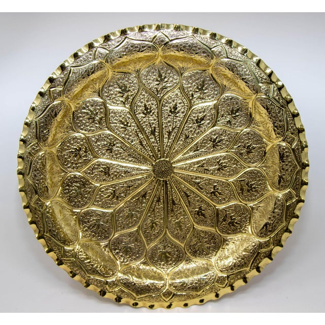 Moroccan Brass Tray Moorish Islamic Metalwork 13 Inches Diameter For Sale - Image 9 of 12