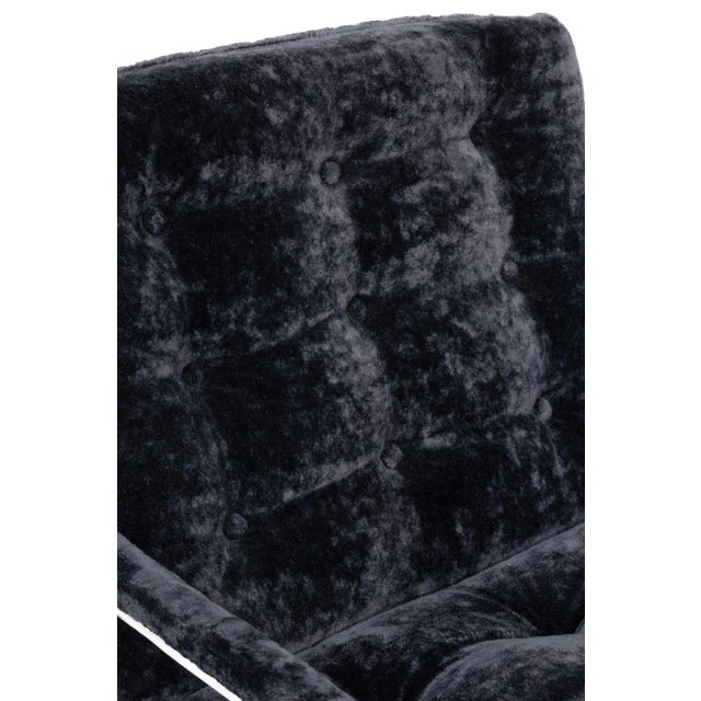 Chrome 1970s Bernhardt Flair Flat Bar Chrome and Crushed Velvet Armchair For Sale - Image 8 of 8